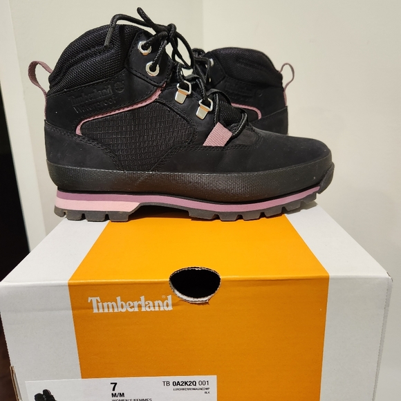 TIMBERLAND EURO HIKER WATERPROOF MID HIKER BLACK NUBUCK WOMENS 7 M WITH BOX - Picture 12 of 16